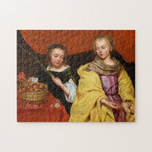Zwei Mädchen wie Saint Agnes und Saint Dorothea