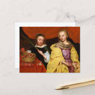 Zwei Mädchen wie Saint Agnes und Saint Dorothea Postkarte