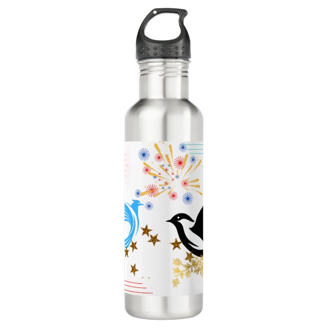 Zwei majestätische Vögel Edelstahlflasche (Vorderseite)