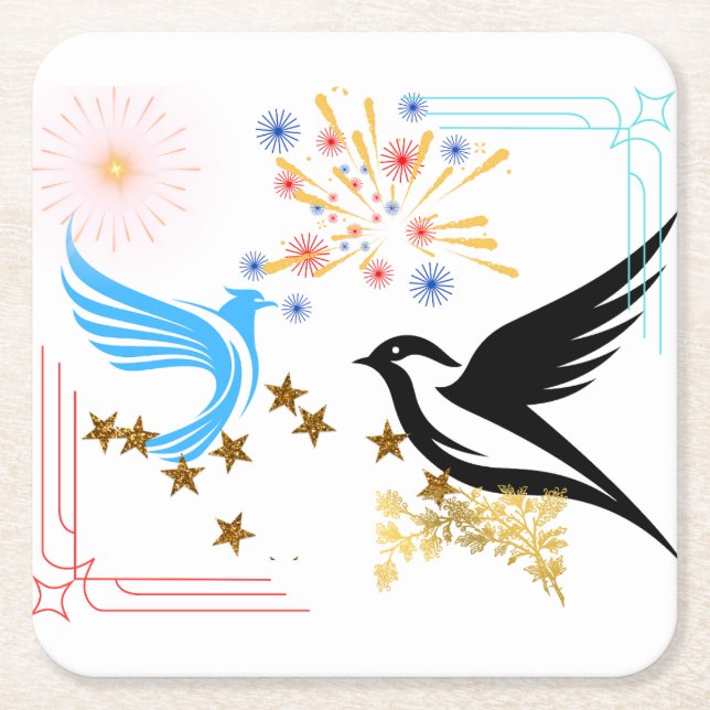 Zwei majestätische Vögel Rechteckiger Pappuntersetzer (Vorderseite)