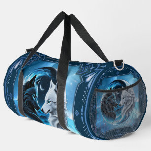 Zwei majestätische Wolfsköpfe Duffle Bag