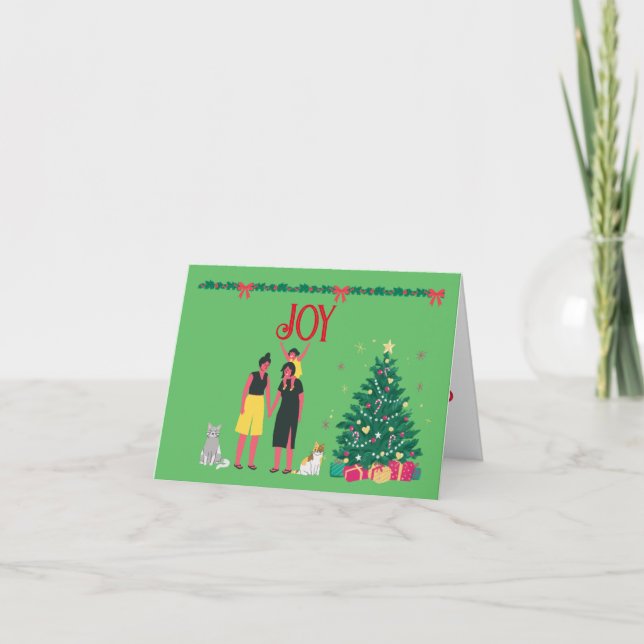 ZWEI MAMAS MIT DAUGHTER CHRISTMAS-KARTE KARTE (Vorderseite)