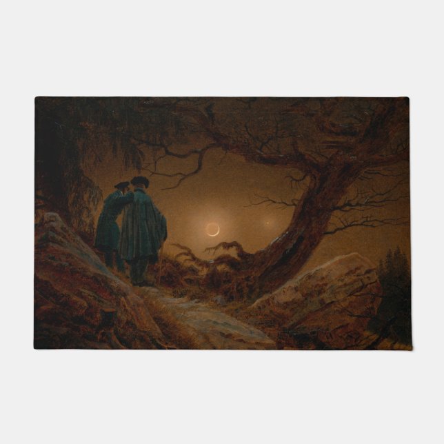 Zwei Männer besiegen den Mond nachts Fußmatte (Vorderseite)