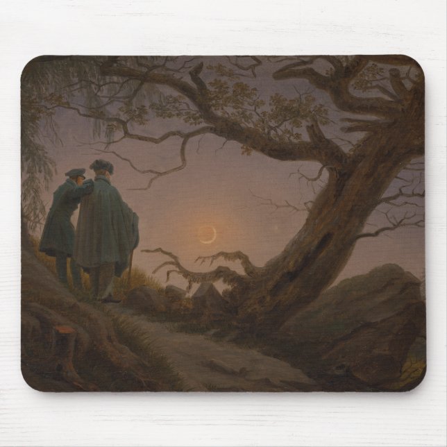 Zwei Männer, die den Mond besiegen, von Friedrich: Mousepad (Vorne)