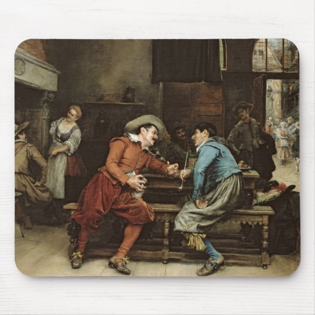 Zwei Männer, die in einer Taverne sprechen Mousepad (Vorne)