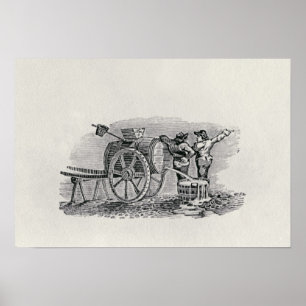 Zwei Männer mit Barrel Cart Poster