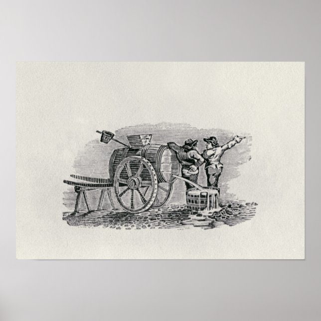 Zwei Männer mit Barrel Cart Poster (Vorne)