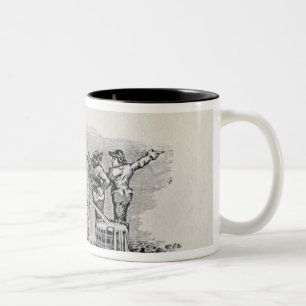 Zwei Männer mit einem Fass-Wagen Zweifarbige Tasse
