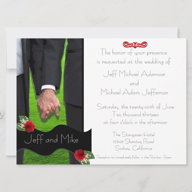 Zwei maßgeschneiderte Gay-Hochzeitseinladungen III Einladung (Vorderseite)