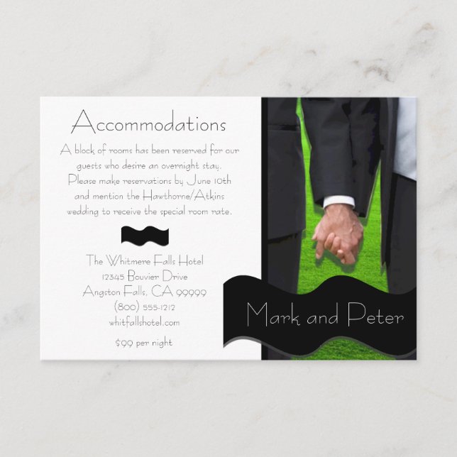 Zwei maßgeschneiderte Gay Wedding Cards Begleitkarte (Vorderseite)