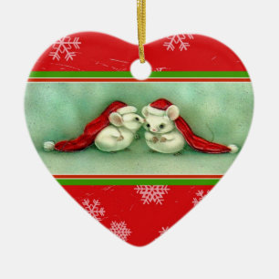 Zwei Mäuse haben einen Weihnachts-Geheimschmuck Keramik Ornament