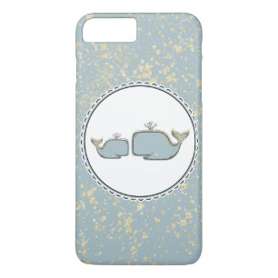 Zwei Meerwale Blau & Gold Boutique Case-Mate iPhone Hülle