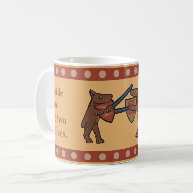 Zwei mittelalterliche Wölfe Kaffeetasse (Vorderseite Links)