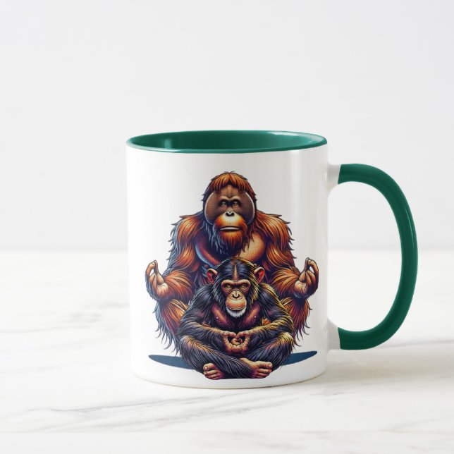 Zwei mittelnde Zen-Affen. Tasse (Rechts)