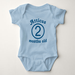 Zwei Monate Personalisiertes Blau Baby Strampler