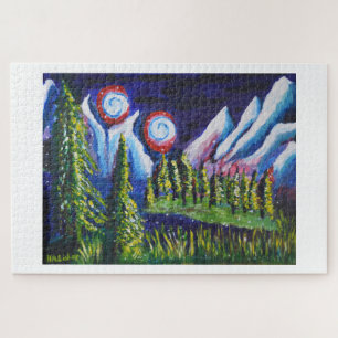 Zwei Mondberge Nachtlandschaft Kunst