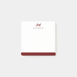 Zwei Monogram Maroon Red Lässig Script Name Post-it Klebezettel
