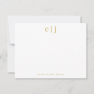 Zwei Monogramm Gelbe Goldkugel-Stationery Mitteilungskarte