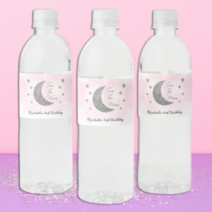 Zwei "Moon 2. Birthday Water Flasche Label"