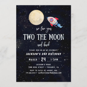 Zwei Moon Boy 2. Geburtstag Party Einladung