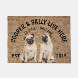 Zwei Mops Personalisiert Hund Lover Doormat Fußmatte