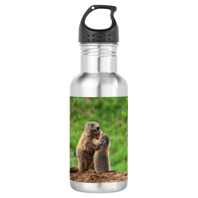 Zwei Murmeltiere Edelstahlflasche (Vorderseite)