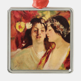 Zwei Muses of Spring (von Stefan Luchian) Ornament Aus Metall