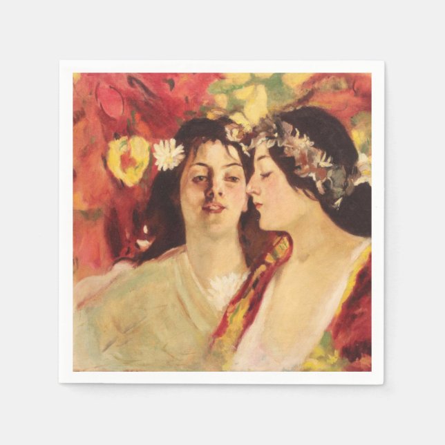 Zwei Muses of Spring (von Stefan Luchian) Serviette (Vorderseite)