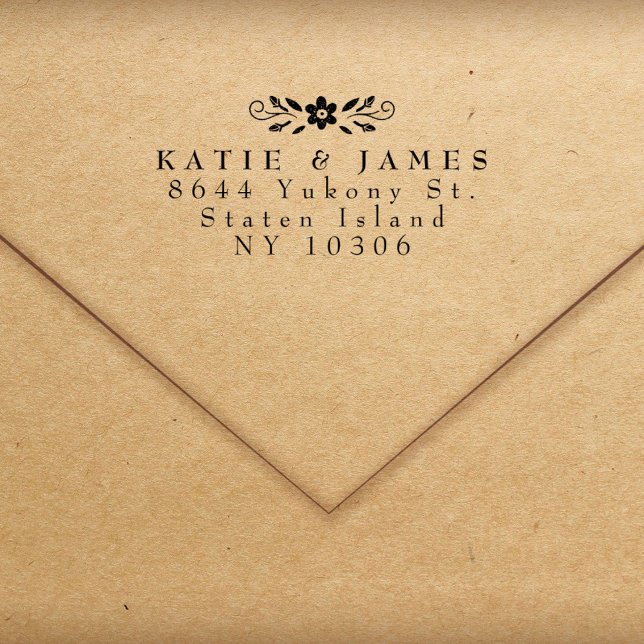 Zwei Nachnamen Moderne Chic Couple Rücksendeadress Permastempel (Von Creator hochgeladen)