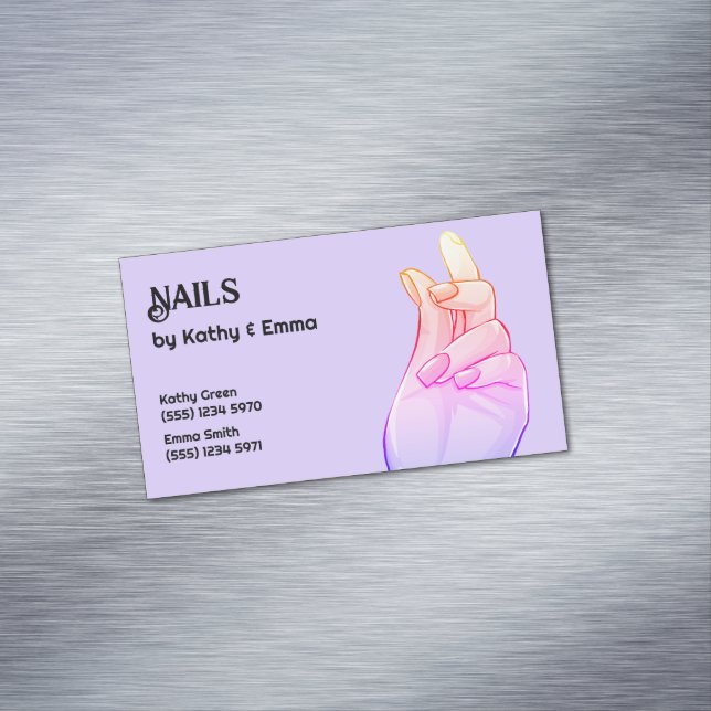 Zwei Namen Manicure Nails Magnetische Visitenkarte (Beispiel)
