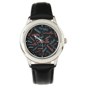 Zwei Namen Paare Muster monogramm blaues Licht pin Armbanduhr