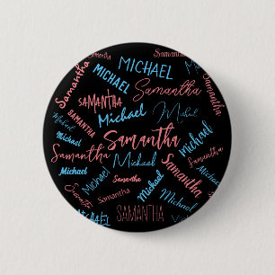 Zwei Namen Paare Muster monogramm blaues Licht pin Button