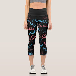 Zwei Namen Paare Muster monogramm blaues Licht pin Capri Leggings