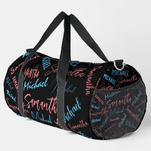 Zwei Namen Paare Muster monogramm blaues Licht pin Duffle Bag