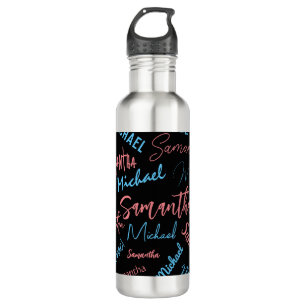 Zwei Namen Paare Muster monogramm blaues Licht pin Edelstahlflasche