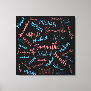 Zwei Namen Paare Muster monogramm blaues Licht pin Leinwanddruck
