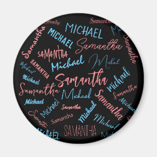 Zwei Namen Paare Muster monogramm blaues Licht pin Magnet