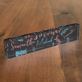 Zwei Namen Paare Muster monogramm blaues Licht pin Namensplakette