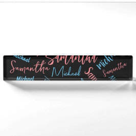 Zwei Namen Paare Muster monogramm blaues Licht pin Namensplakette