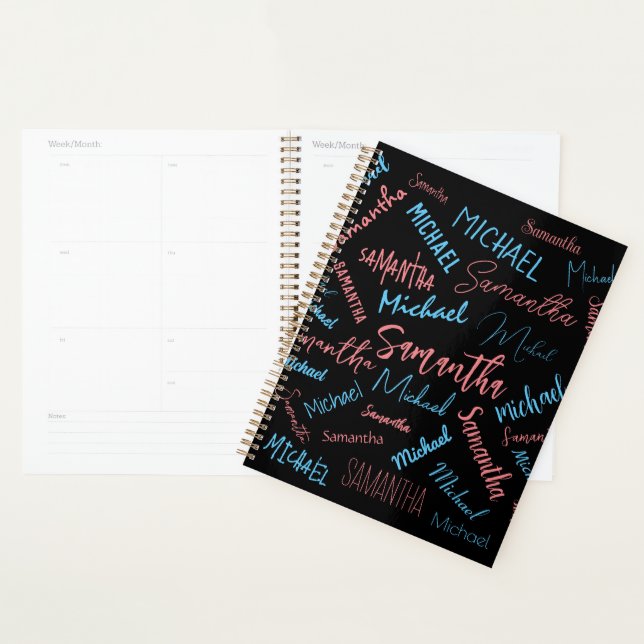 Zwei Namen Paare Muster monogramm blaues Licht pin Planer (Anzeige)