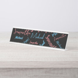 Zwei Namen Paare Muster monogramm blaues Licht pin Schreibtischnamensplakette