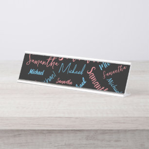 Zwei Namen Paare Muster monogramm blaues Licht pin Schreibtischnamensplakette
