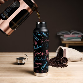 Zwei Namen Paare Muster monogramm blaues Licht pin Trinkflasche