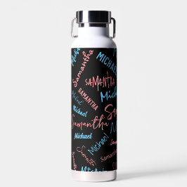 Zwei Namen Paare Muster monogramm blaues Licht pin Trinkflasche