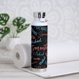 Zwei Namen Paare Muster monogramm blaues Licht pin Trinkflasche