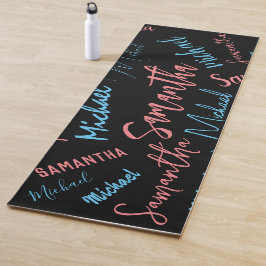 Zwei Namen Paare Muster monogramm blaues Licht pin Yogamatte