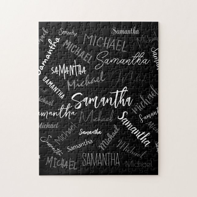 Zwei Namen, zwei Muster monogramm schwarz grau wei (Vertikal)