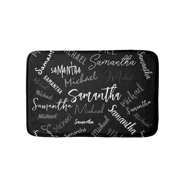 Zwei Namen, zwei Muster monogramm schwarz grau wei Badematte (Vorderseite)