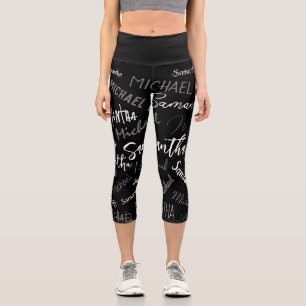 Zwei Namen, zwei Muster monogramm schwarz grau wei Capri Leggings