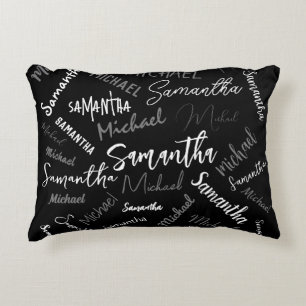 Zwei Namen, zwei Muster monogramm schwarz grau wei Dekokissen